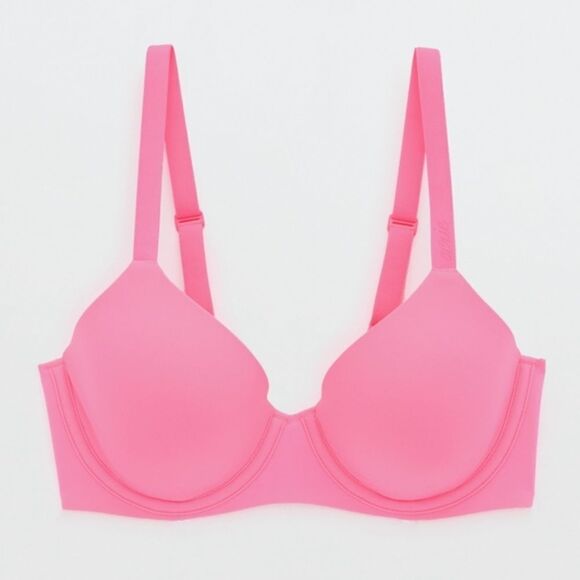 NWT Aerie 36D Bright Pink Full Coverage Unlined Sexy Sheer Lingerie Style Bra - Picture 1 of 12